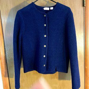 Vintage Ashley Boiled Wool Sweater Jacket - Navy Sz 11/12